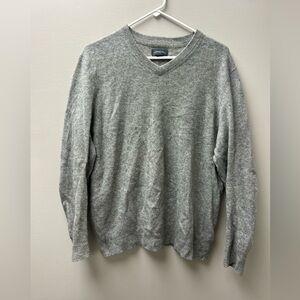 Logan Hill‎ Men’s V Neck 100% Cashmere Grey Sweater